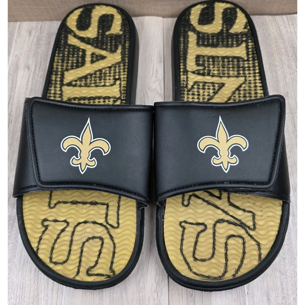 Foco New Orleans Saints Wordmark Gel Mens XL 13/14 Slip On Slide Sandals NFL